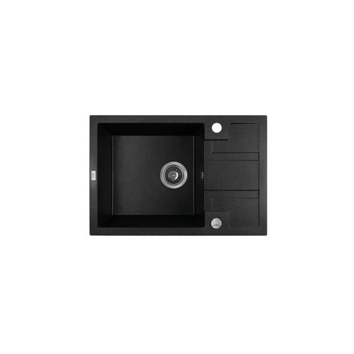 Zlewozmywak granitowy, 1 komora z ociekaczem, Laveo Barbados - czarny