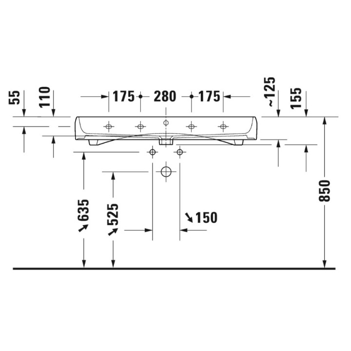 Umywalka meblowa 100x47cm, Duravit Qatego - Biały błyszczący (HyG) 