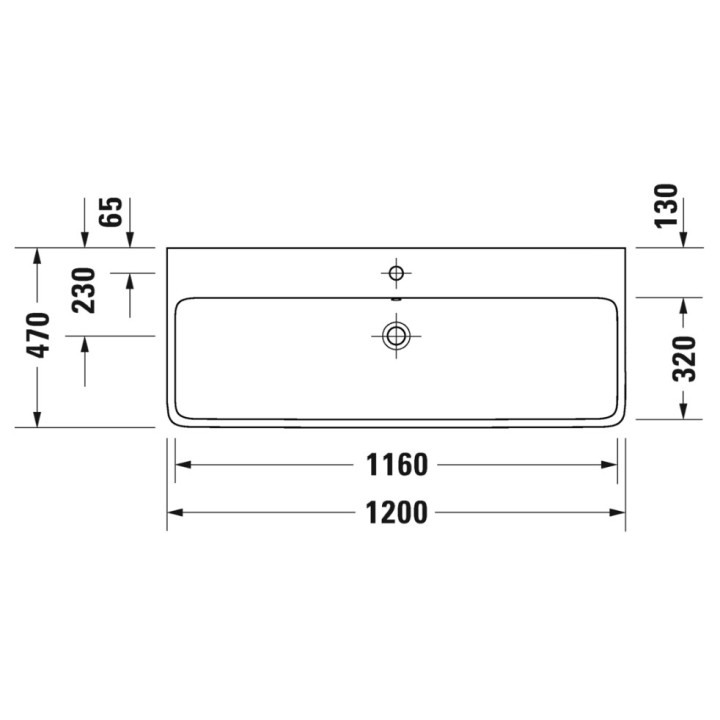 Umywalka meblowa 120x47cm, Duravit Qatego - Biały błyszczący 