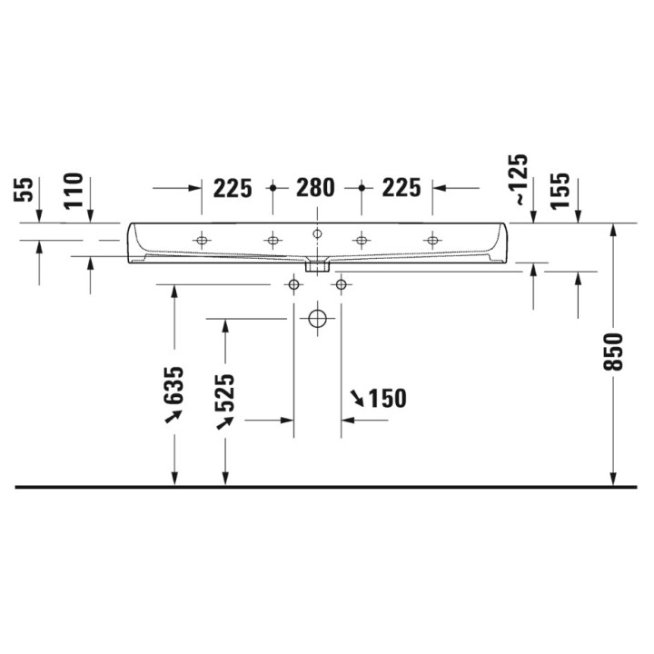 Umywalka meblowa 120x47cm, Duravit Qatego - Biały błyszczący 