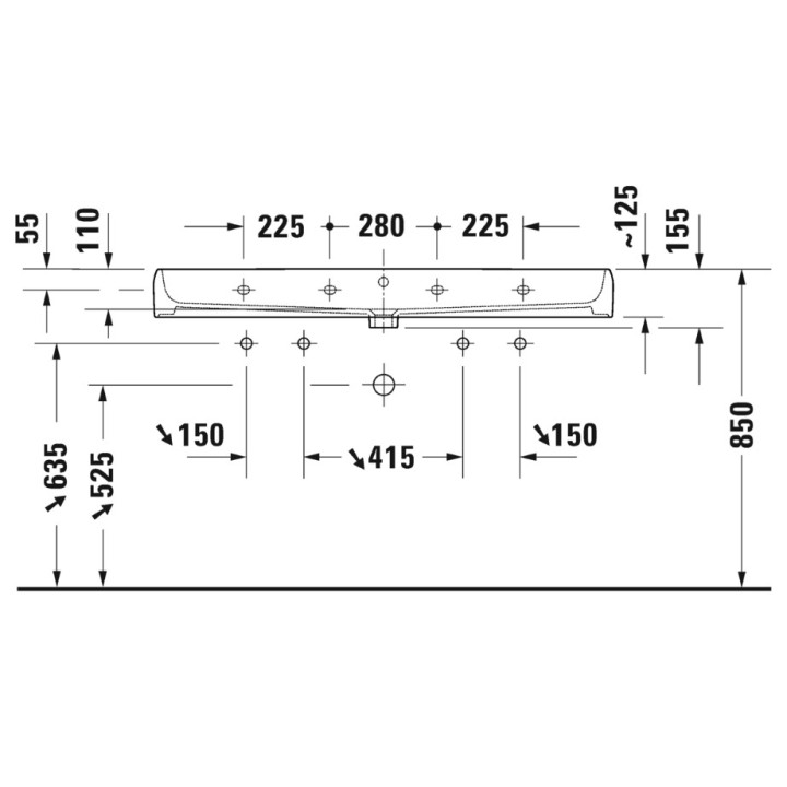 Umywalka meblowa 120x47cm, Duravit Qatego - Biały błyszczący 