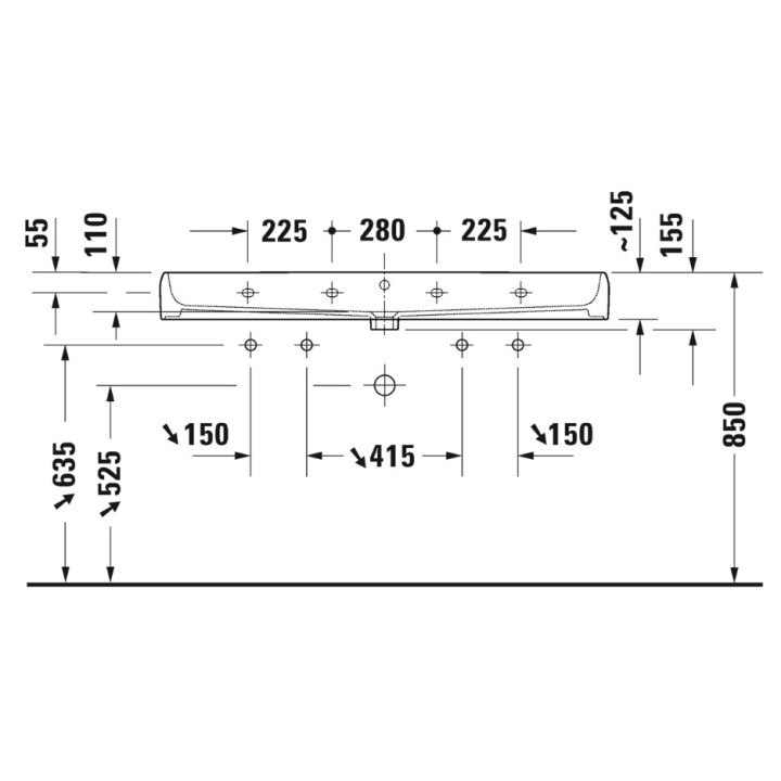 Umywalka meblowa 120x47cm, Duravit Qatego - Biały błyszczący