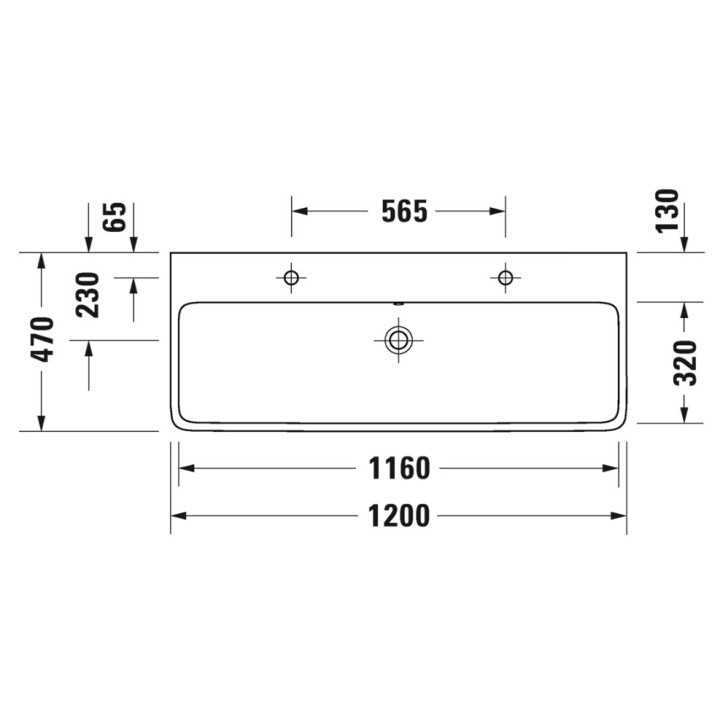 Umywalka meblowa 120x47cm, Duravit Qatego - Biały błyszczący (HyG)