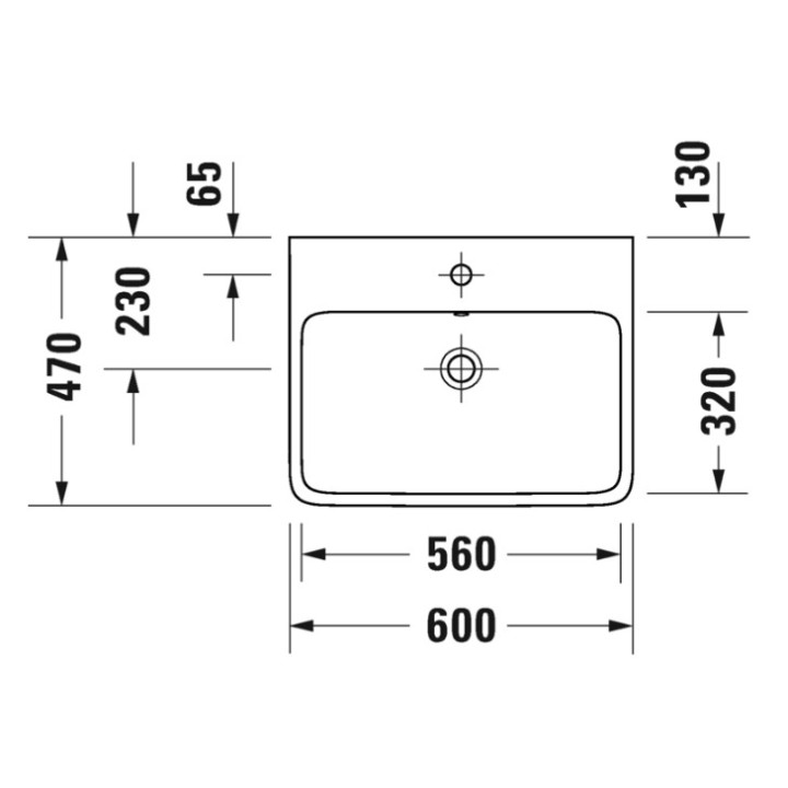 Umywalka szlifowana 60x47cm, Duravit Qatego - Biały błyszczący
