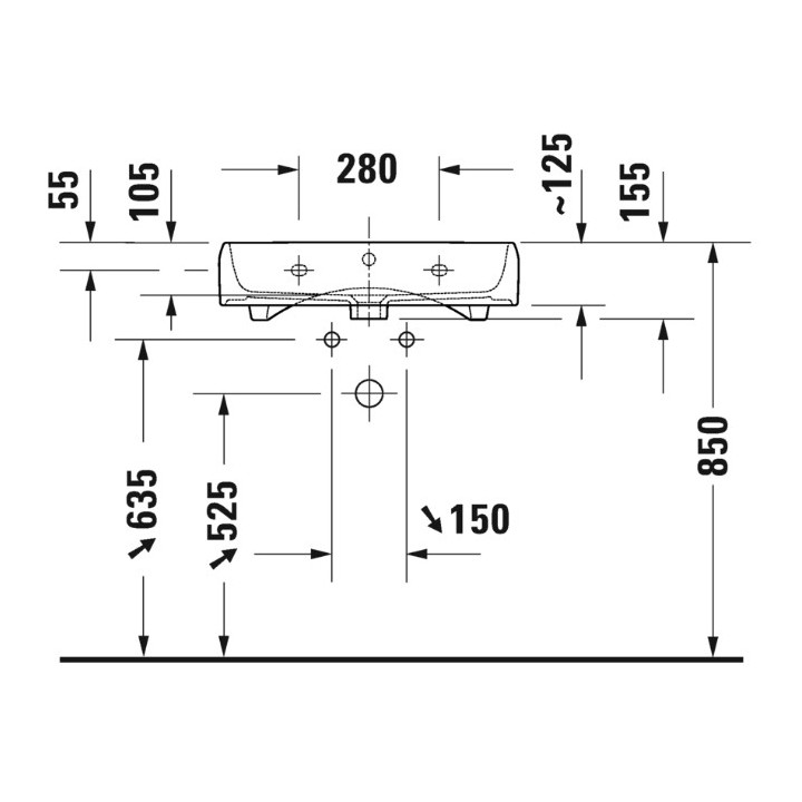 Umywalka szlifowana 60x47cm, Duravit Qatego - Biały błyszczący (HyG)