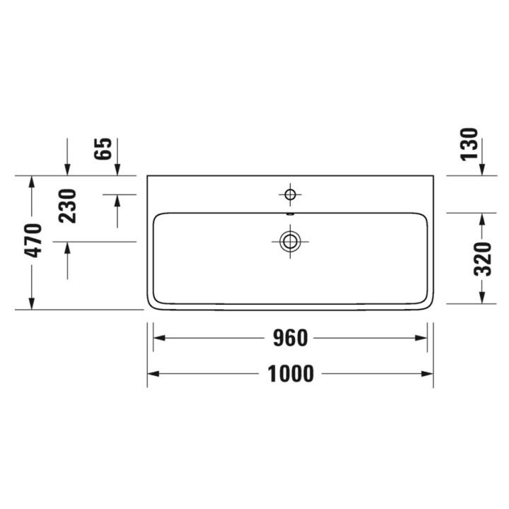 Umywalka szlifowana 100x47cm, Duravit Qatego - Biały błyszczący 