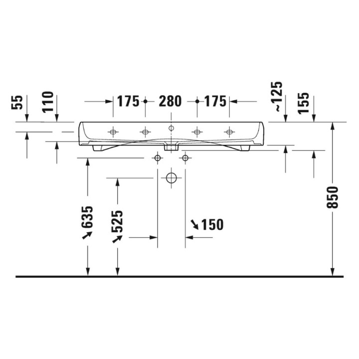 Umywalka szlifowana 100x47cm, Duravit Qatego - Biały błyszczący 
