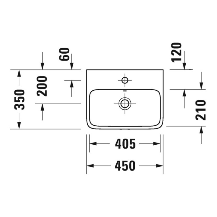 Umywalka mała, 45x35cm, Duravit Qatego - Biały błyszczący (HyG)