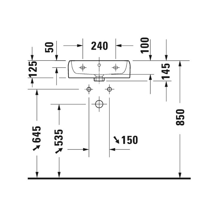 Umywalka mała, 45x35cm, Duravit Qatego - Biały błyszczący (HyG)
