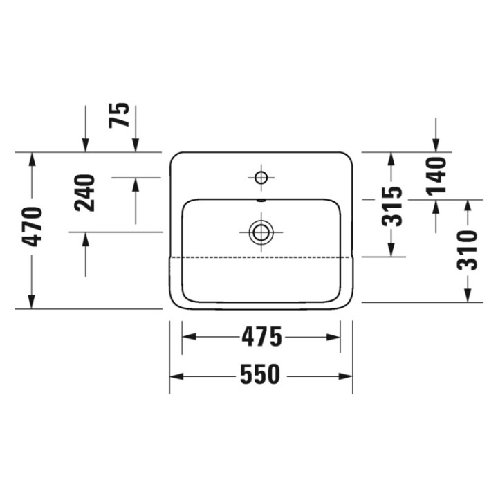 Umywalka półblatowa, 55x47cm, Duravit Qatego - Biały błyszczący 