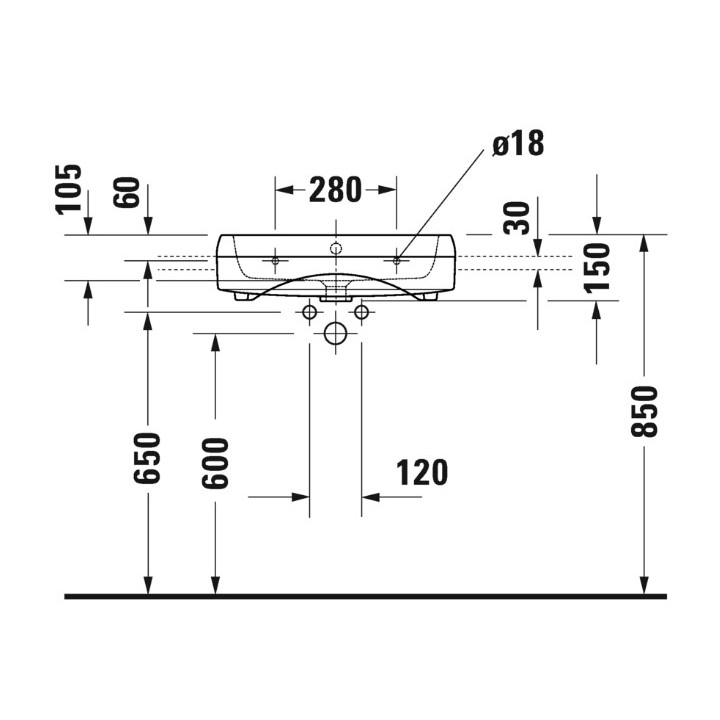 Umywalka półblatowa, 55x47cm, Duravit Qatego - Biały błyszczący 