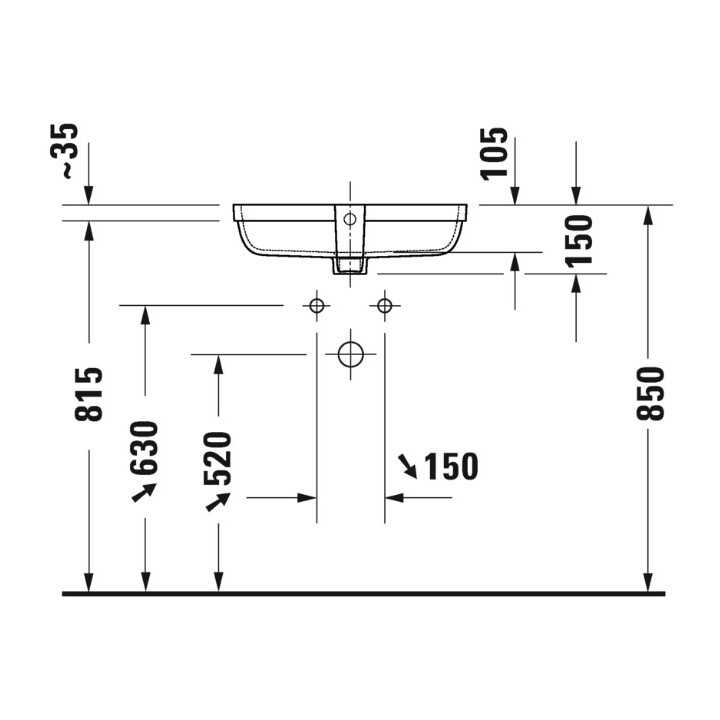 Umywalka blatowa, 48x32cm, Duravit Qatego - Biały błyszczący 