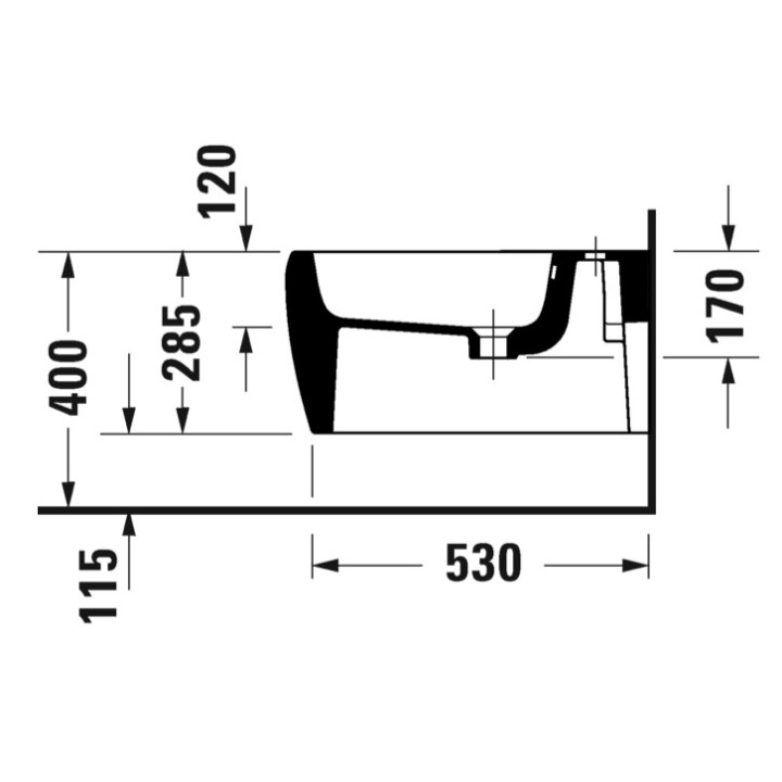 Bidet wiszący, 38,5x57cm, Duravit Qatego - Biały błyszczący