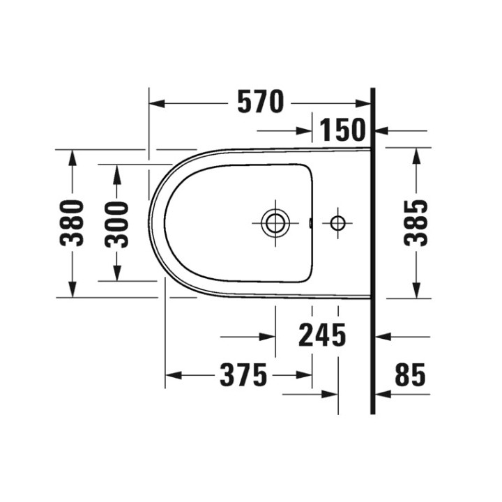 Bidet wiszący, 38,5x57cm, Duravit Qatego - Biały błyszczący (HyG)
