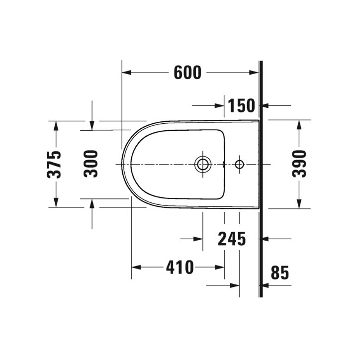 Bidet stojący, 39x60cm, Duravit Qatego - Biały błyszczący 