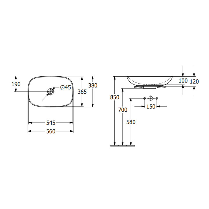 Umywalka stojąca na blacie Villeroy & Boch, Loop & Friends, Almond CeramicPlus, z przelewem