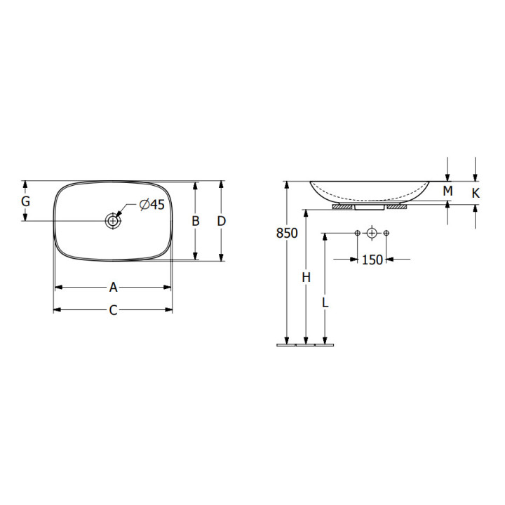 Umywalka stojąca na blacie Villeroy & Boch, Loop & Friends, Almond CeramicPlus, z przelewem