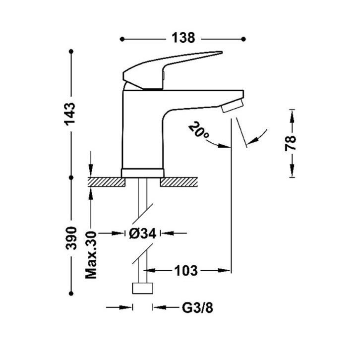 BASE PLUS Bateria jednouchwytowa umywalkowa z systemem Tres-Duo - chrom