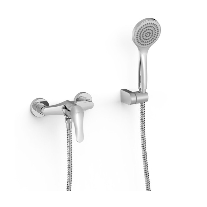 Bateria jednouchwytowa ścienna prysznicowa TRES BASE PLUS - Chrom 