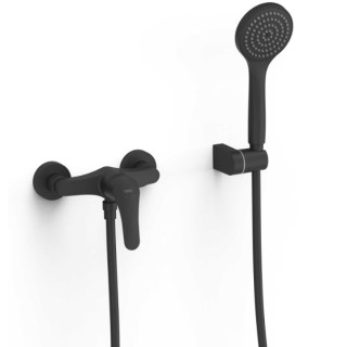 Bateria jednouchwytowa ścienna prysznicowa TRES BASE PLUS - Czerń Matowa