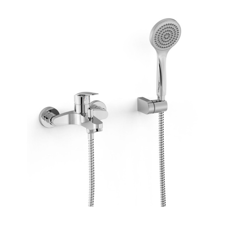 Bateria jednouchwytowa ścienna wannowa i prysznicowa TRES BASE PLUS - Chrom 