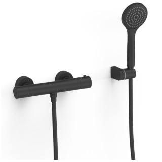 Bateria termostatyczna naścienna prysznicowa TRES BASE PLUS - Czerń Matowa