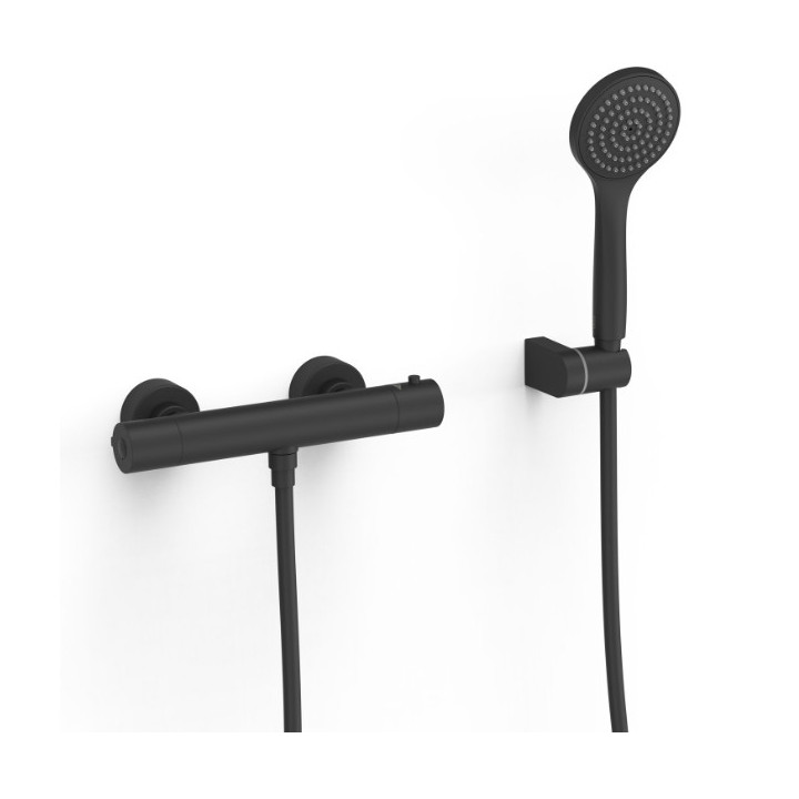 Bateria termostatyczna naścienna prysznicowa TRES BASE PLUS - Czerń Matowa