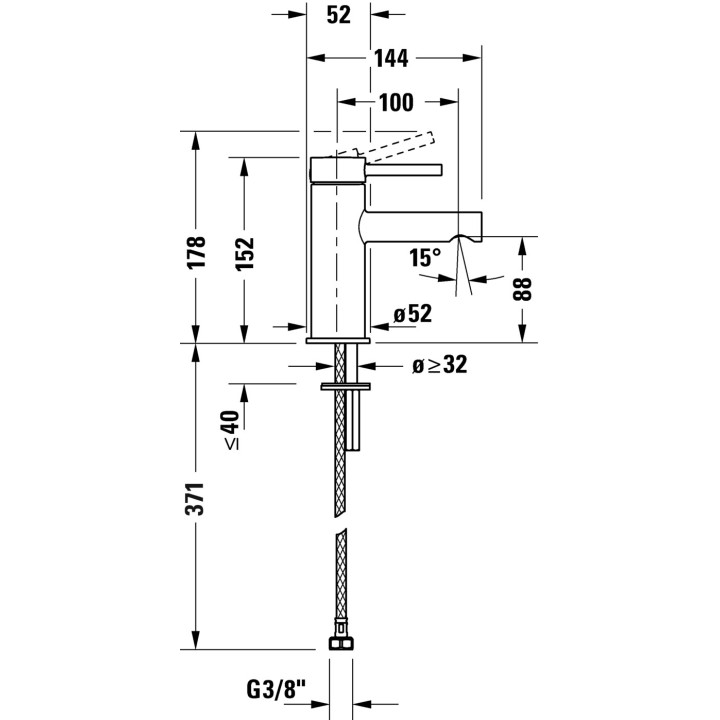 Jednouchwytowa bateria umywalkowa S MinusFlow, Duravit Circle - Chrom błyszczący