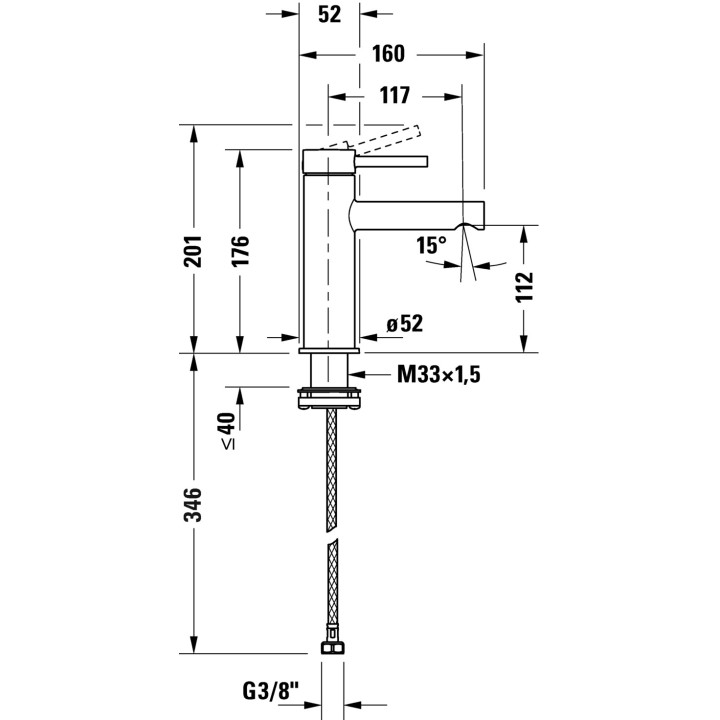 Jednouchwytowa bateria umywalkowa M MinusFlow, Duravit Circle - Chrom błyszczący