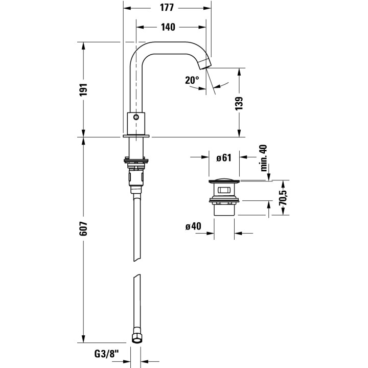 3-otworowa bateria umywalkowa, Duravit Circle - Chrom błyszczący