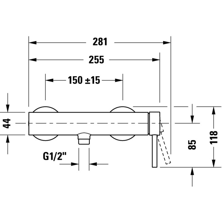 Jednouchwytowa bateria prysznicowa natynkowa, Duravit Circle - Chrom błyszczący