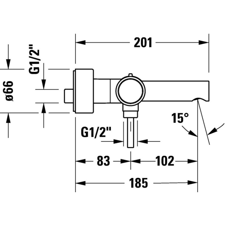 Jednouchwytowa bateria wannowa natynkowa, Duravit Circle - Chrom błyszczący