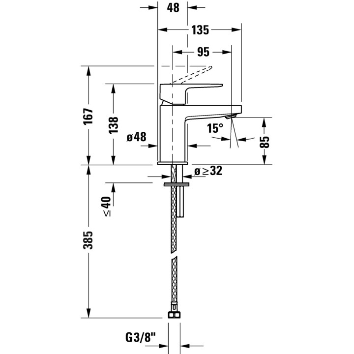 Jednouchwytowa bateria umywalkowa S, Duravit Manhattan - Chrom błyszczący