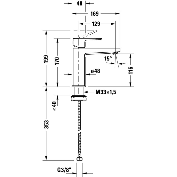Jednouchwytowa bateria umywalkowa M, Duravit Manhattan - Chrom błyszczący