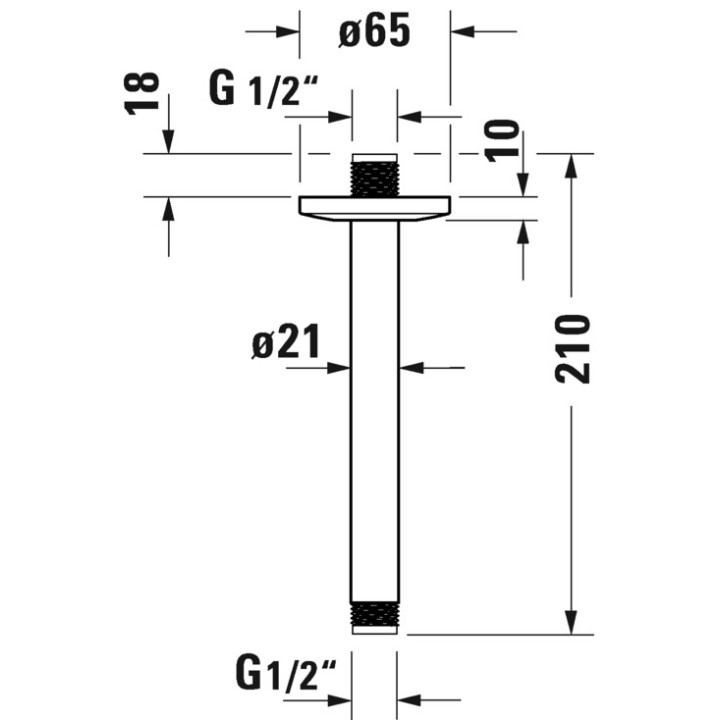Ramię prysznicowe, sufitowe Duravit - Złoto polerowane