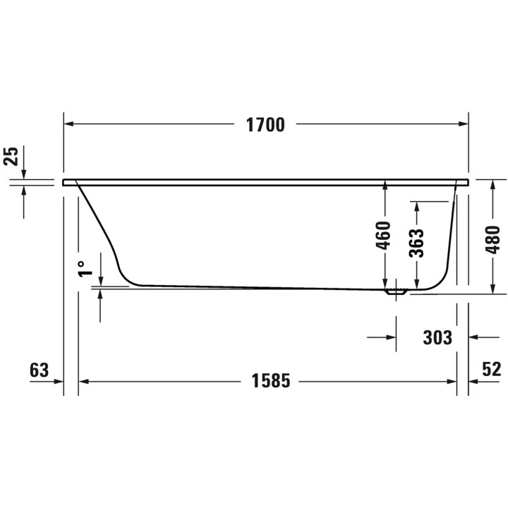 Wanna z hydromasażem 170x70cm, Duravit Qatego, Combi-System P - Biała