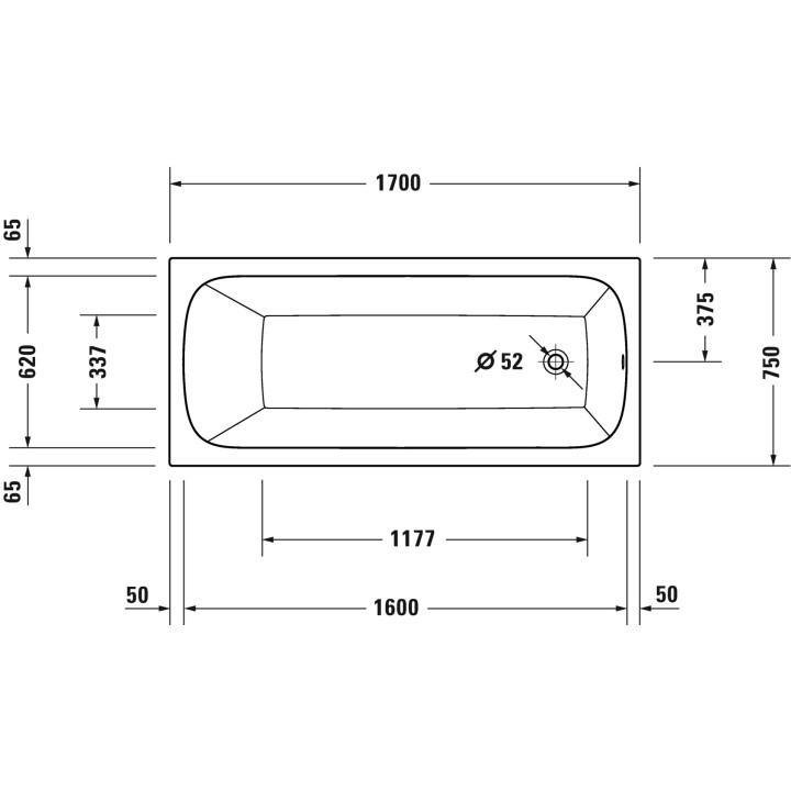 Wanna z hydromasażem 170x75cm, Duravit Qatego, Jet-System - Biała