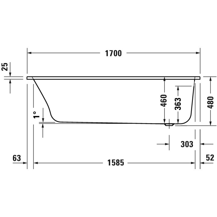 Wanna z hydromasażem 170x75cm, Duravit Qatego, Combi-System E - Biała