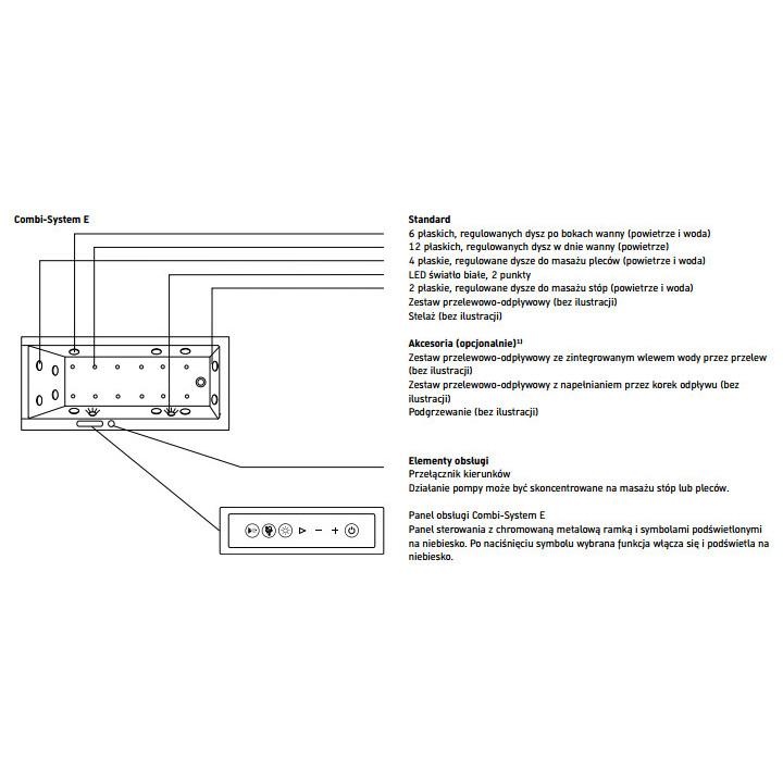 Wanna z hydromasażem 180x80cm, Duravit Qatego, Combi-System E - Biała