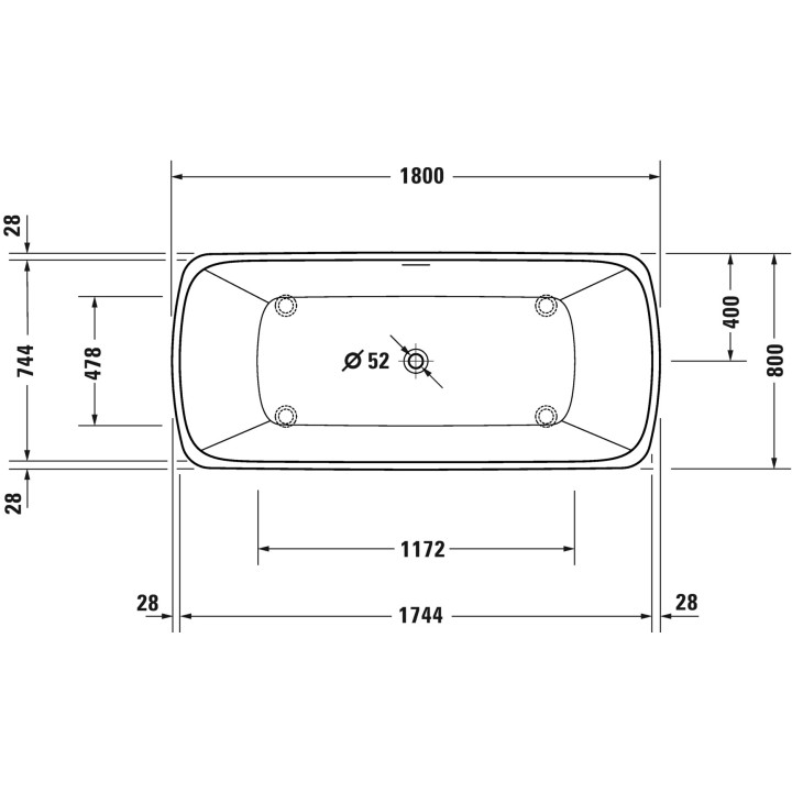 Wanna 180x80cm, Duravit Qatego - Biały Mat