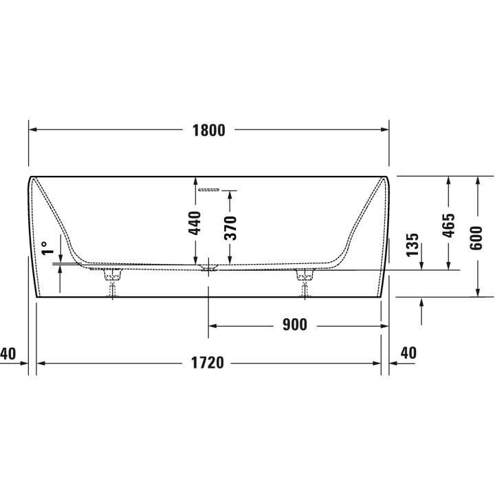 Wanna 180x80cm, Duravit Qatego - Biały Mat