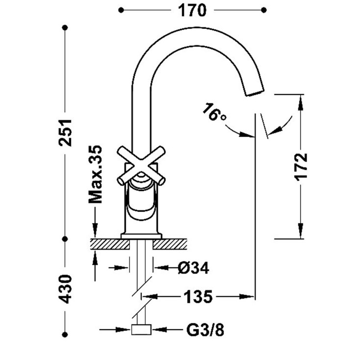 Bateria dwuuchwytowa umywalkowa, TRES MONTBLANC - 24-K Złoto Matowe