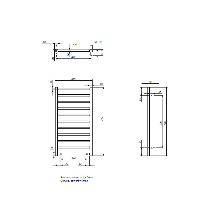 Grzejnik Imers Pinea 1 43x100 cm - biały