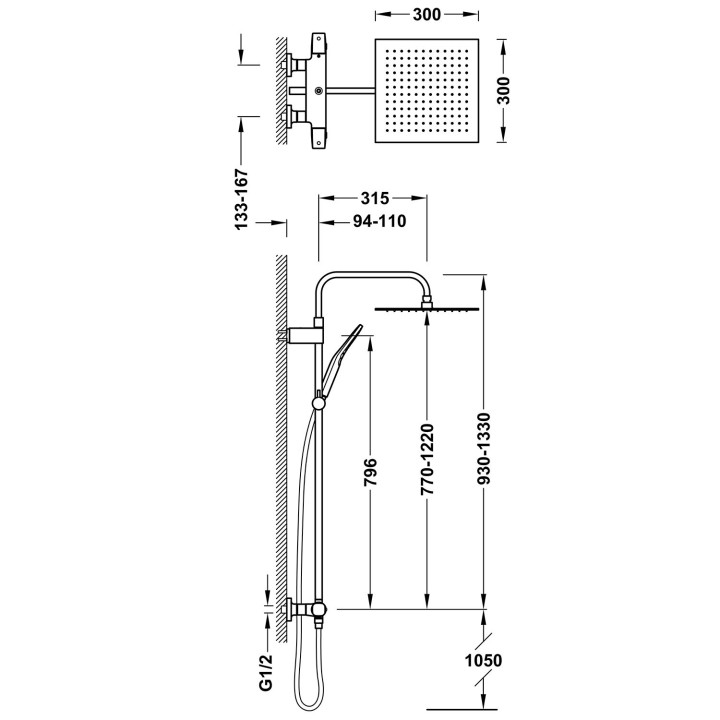 OVER-WALL Zestaw baterii termostatycznej naściennej 2-drożnej prysznicowej, TRES STUDY - 24-K Matowe różowe złoto