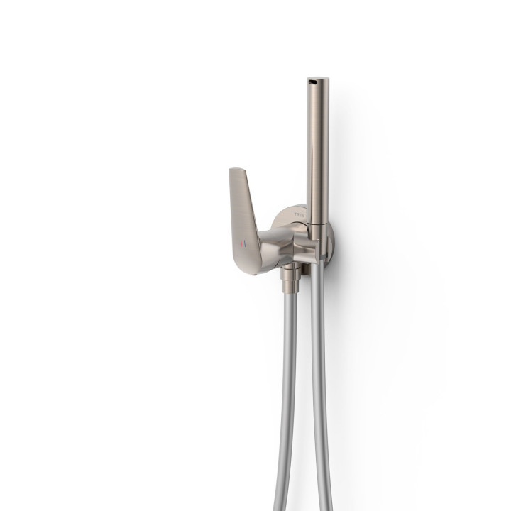 Bateria jednouchwytowa podtynkowa z natryskiem do toalety, TRES FUJI - Stal