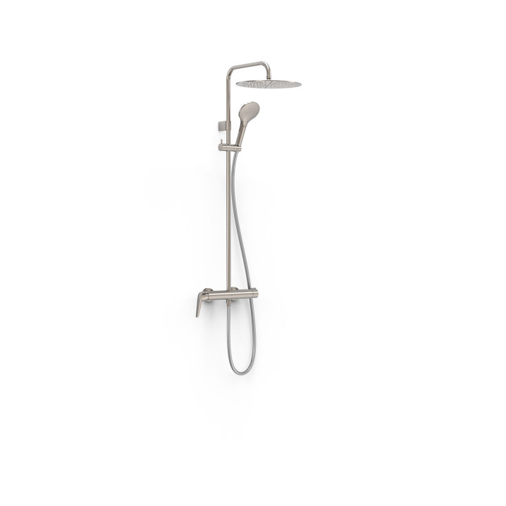 Zestaw baterii jednouchwytowej naściennej 2-drożnej prysznicowej, TRES FUJI - Stal