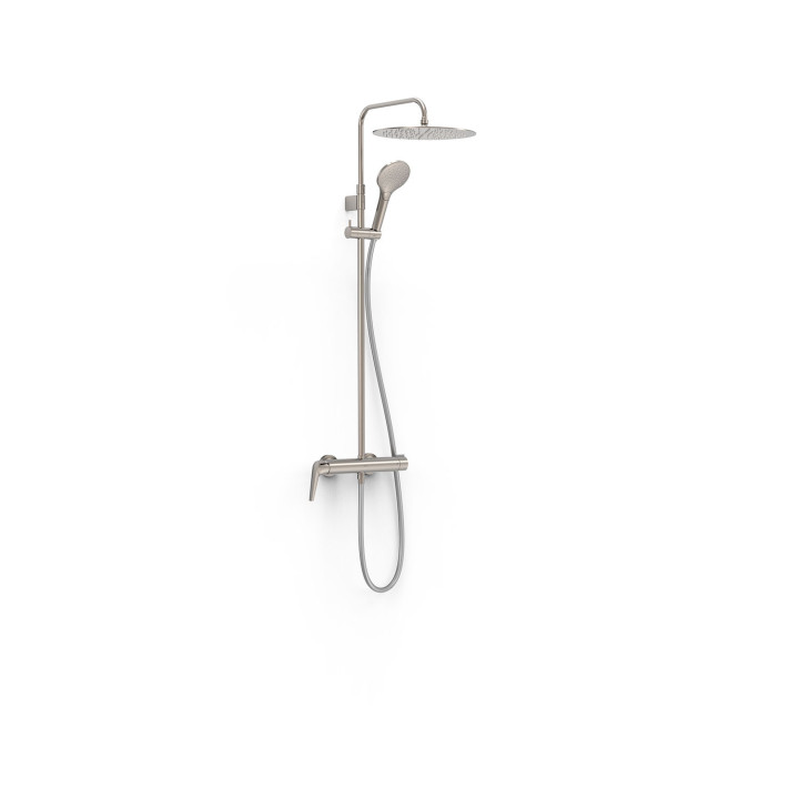 Zestaw baterii jednouchwytowej naściennej 2-drożnej prysznicowej, TRES FUJI - Stal