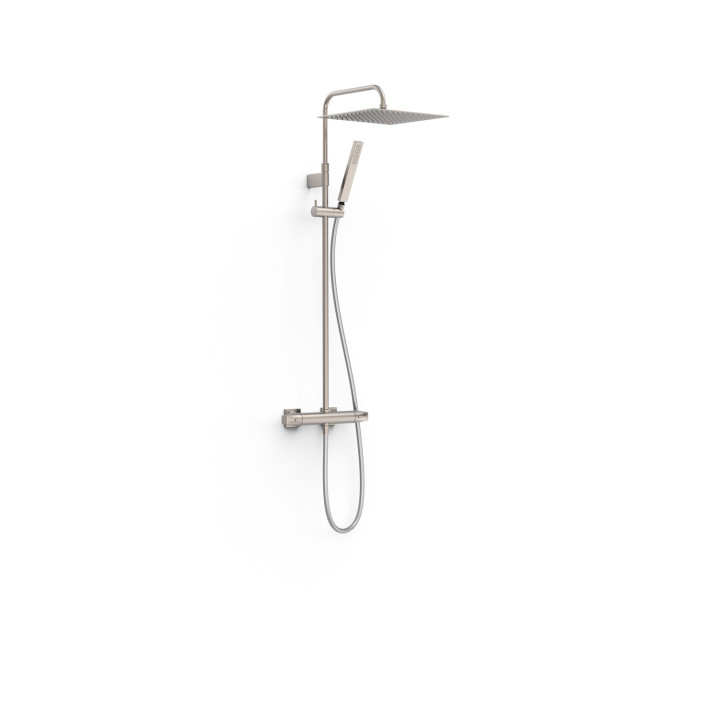 Zestaw baterii termostatycznej naściennej 2-drożnej prysznicowej, TRES FUJI - Stal