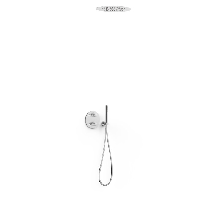 Zestaw baterii termostatycznej podtynkowej 2-drożnej Therm-box prysznicowej, TRES FUJI - Chrom 