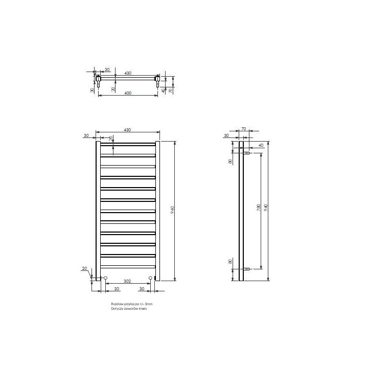 Grzejnik Imers Pinea 1 43x100 cm - biały